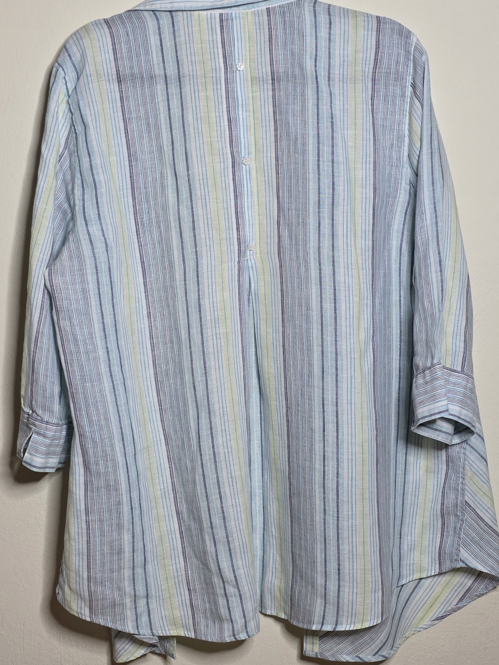 Chico's Striped Lightweight Shirt Jacket - Blue & Green - Picture 3 of 3